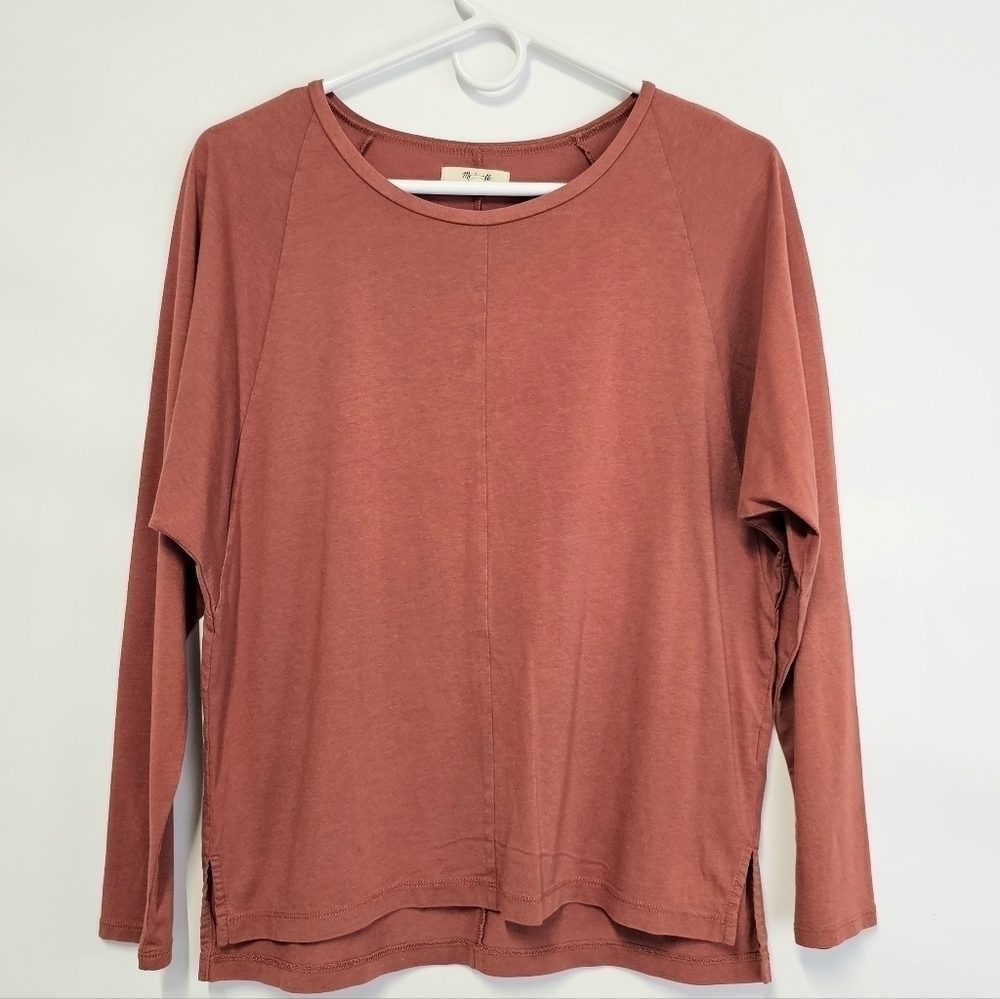 Madewell Small Cognac Rusty Songbook Dolman Longsleeve Comfy Soft Tee Shirt